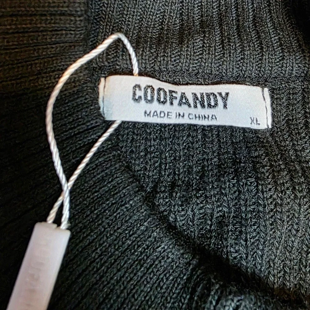 COOFANDY Men‎ Full Zip Knit Cardigan Sweater Jacket Black Ribbed Pockets XL NWT